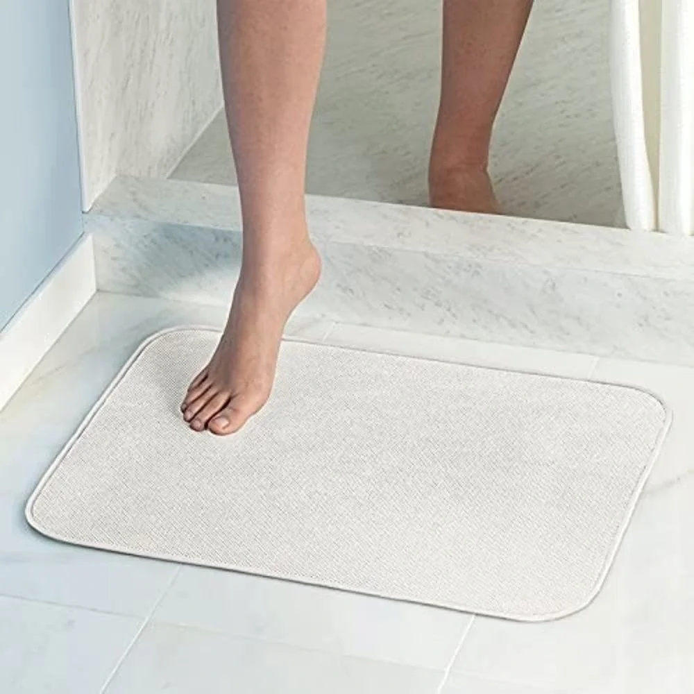 NEW InterDesign Absorbant Bathroom Rugs White Bath Mat Bathroom Floor, Door Sink